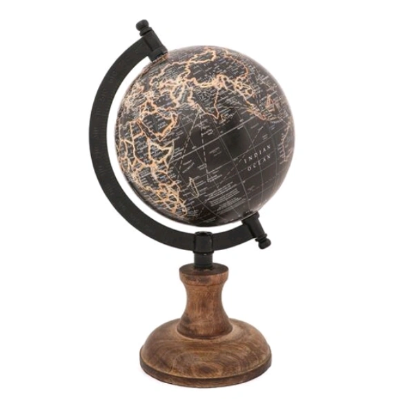 Balliatic Educational World 5 inch Globe with Wooden Stand - Black